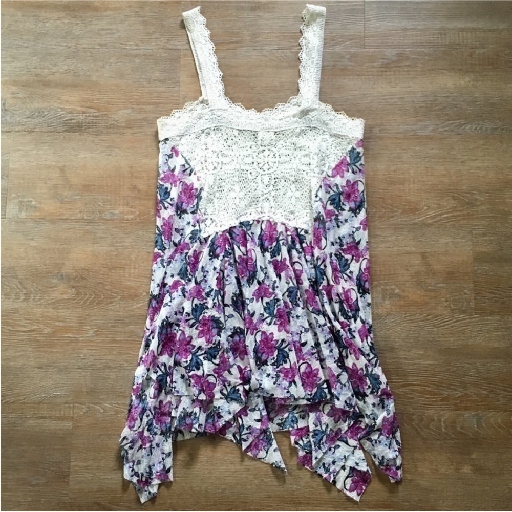 Free People Garden Party Floral Lace Crochet Slip Dress Women’s XS Oversized